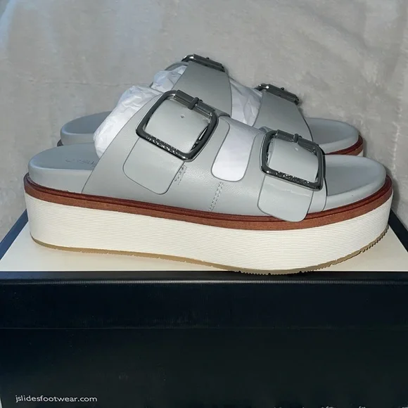 NWT J/SLIDES BOWIE Grey Leather Sandal - Picture 9 of 15